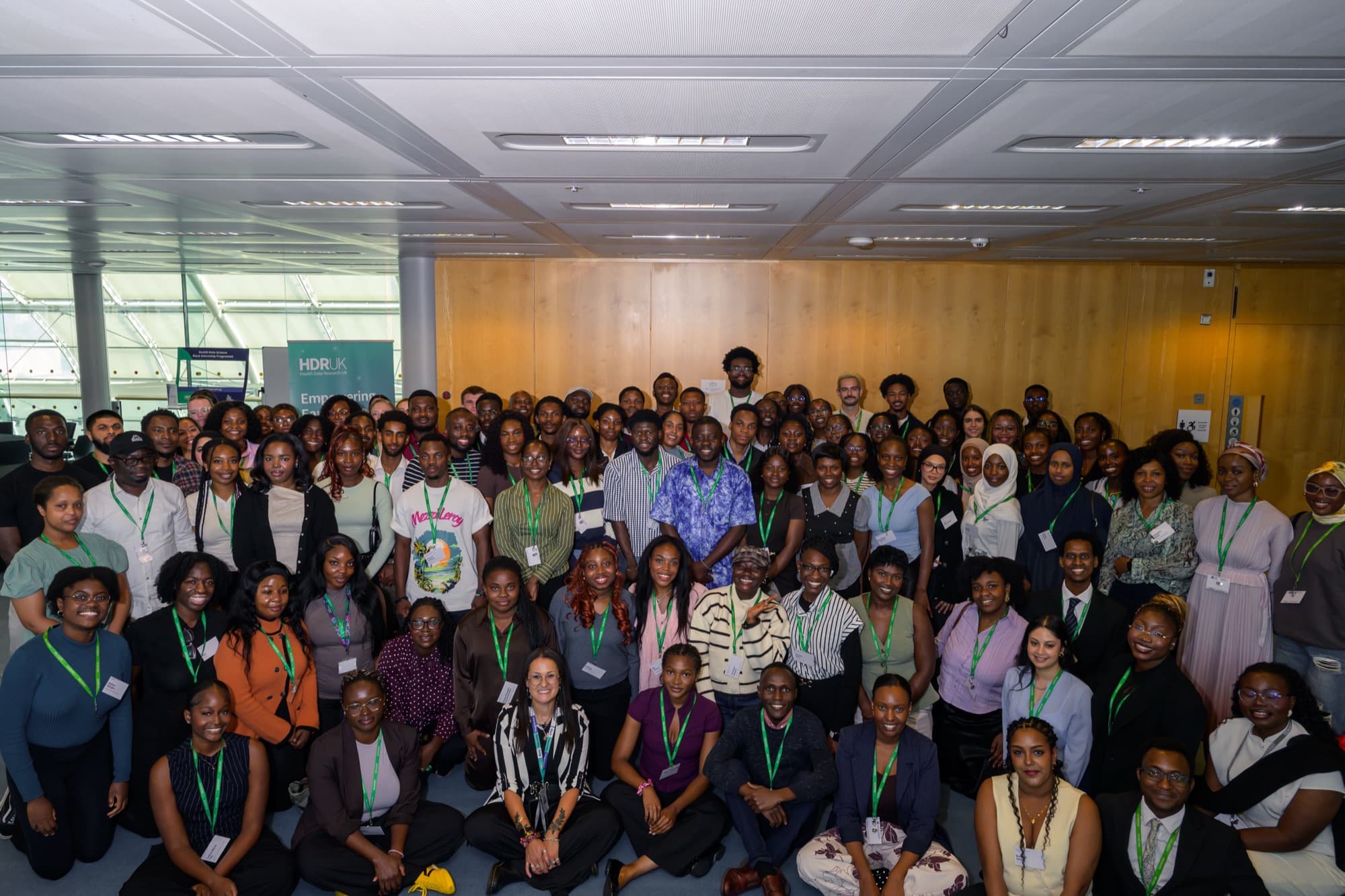 Around two hundred delegates in a group photo at the HDR UK early-career event